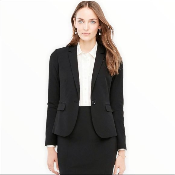 Ann Taylor Jackets & Blazers - NWOT Ann Taylor Classic One Button Blazer Raven Black Tailored Office Work Suit